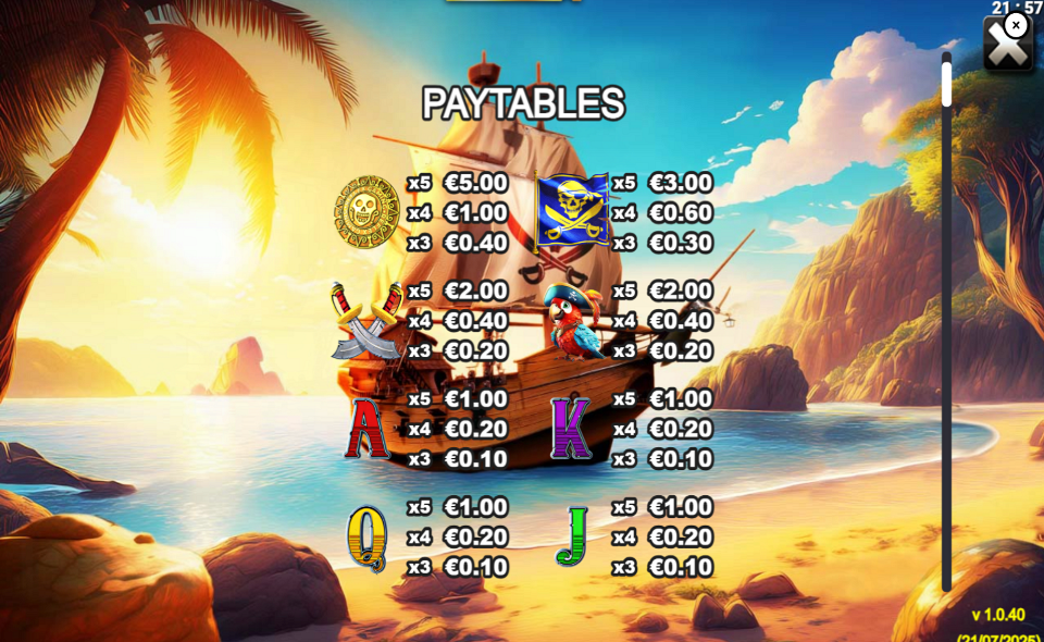 redbeards rum runners doublemax paytable 1