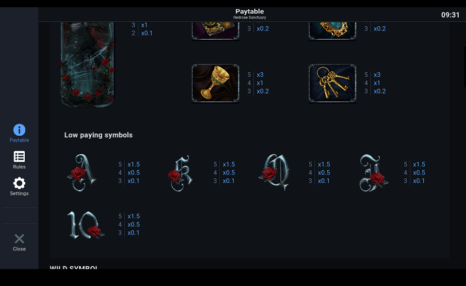 redrose sanctuary paytable2