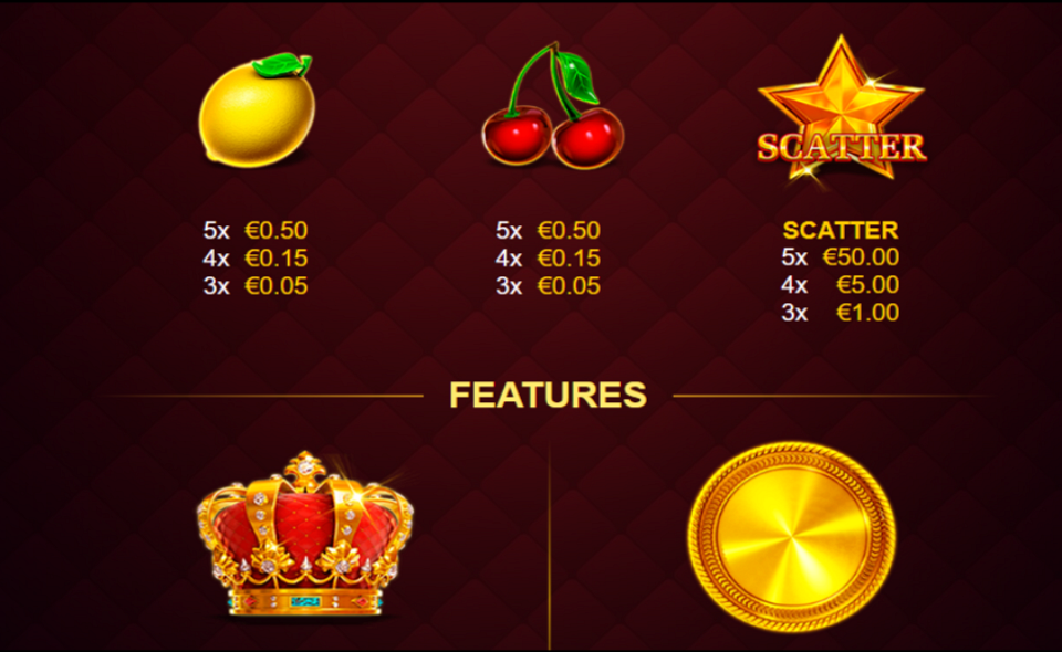 regal crown 100 paytable 2