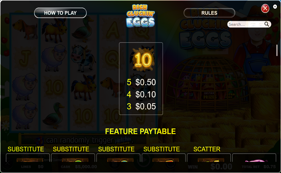 rich cluckin eggs paytable 3