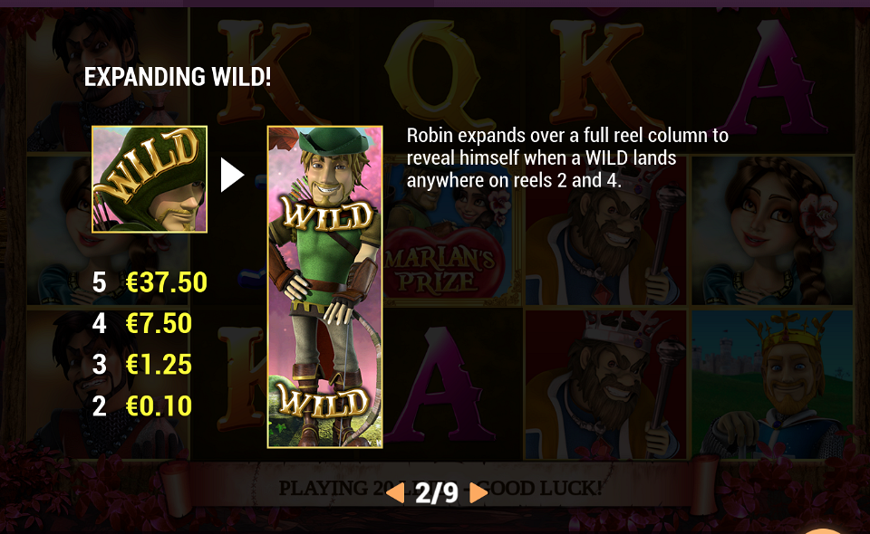 robin hood valentine paytable 1