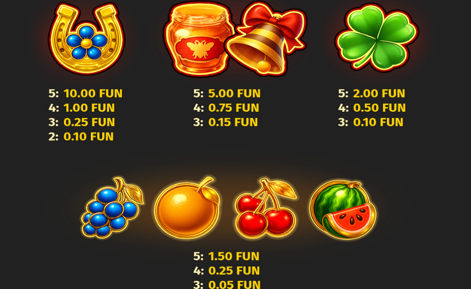 royal beellion hold and win paytable 1