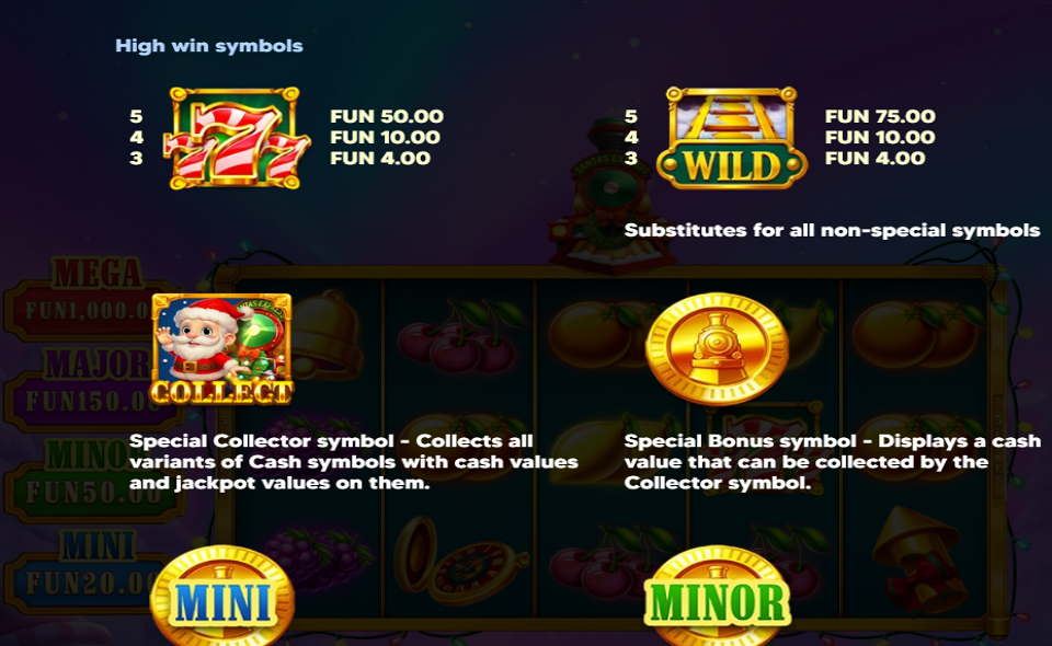 santas festive express hold and win paytable 2