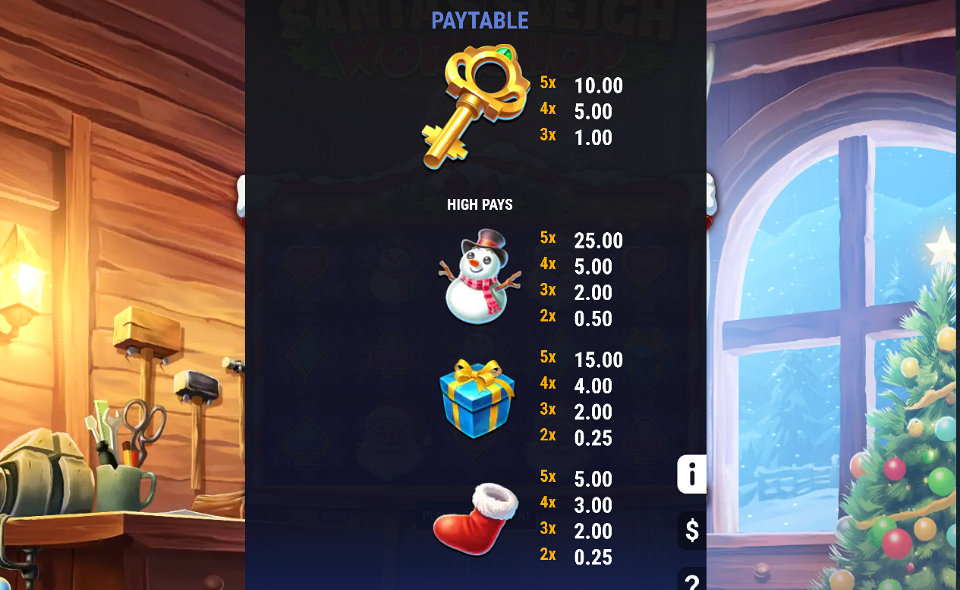 santas sleigh workshop paytable 1