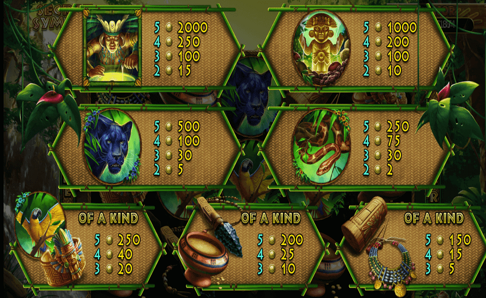secret symbol paytable 2