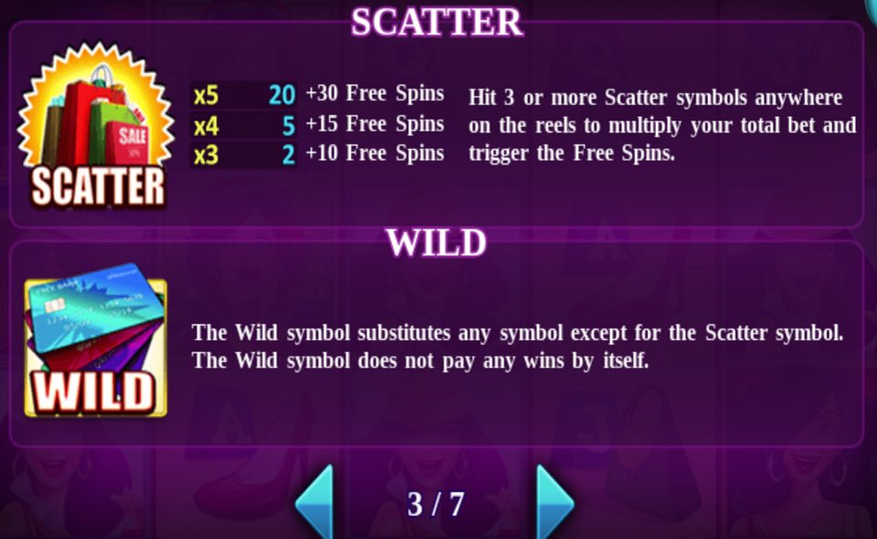 shopping frenzy paytable 3