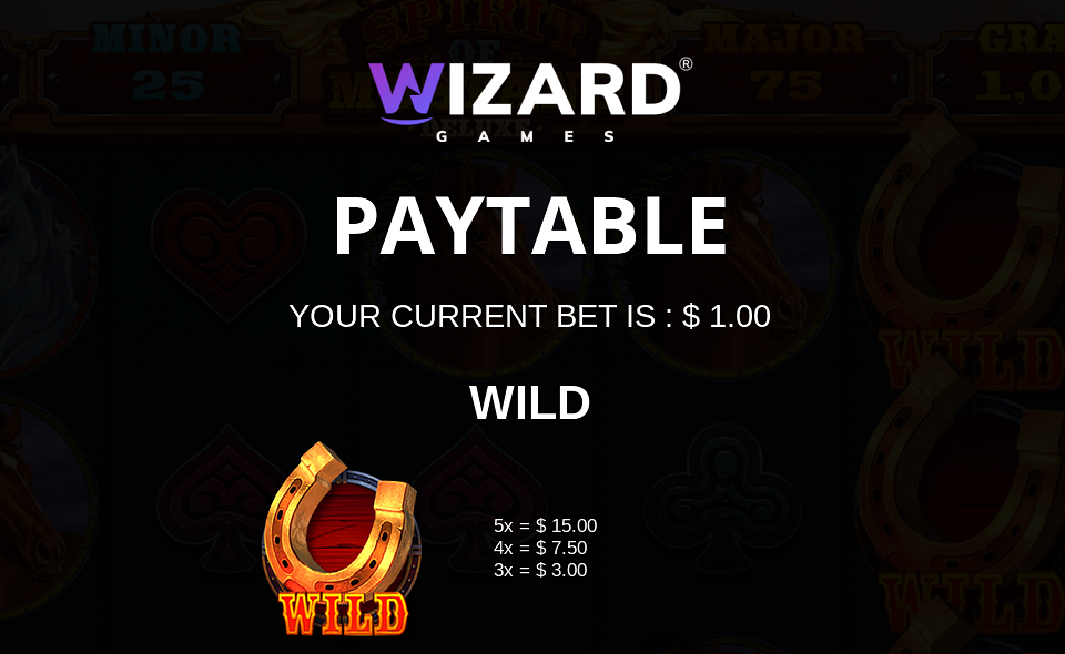 spirit of mustang deluxe paytable 1