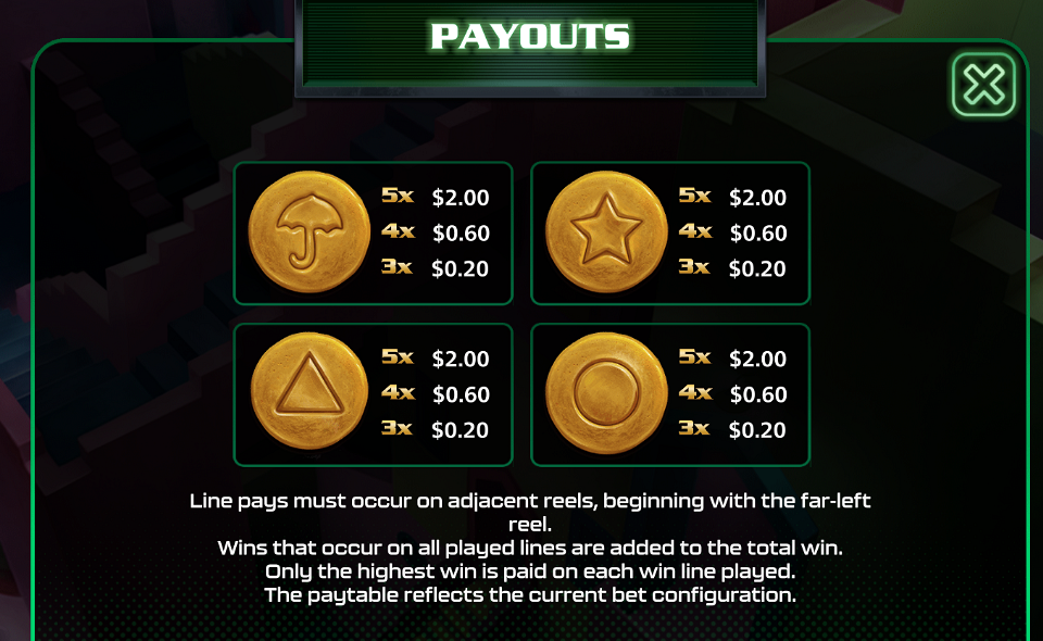 squid game one lucky day paytable 2