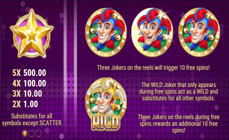 star joker paytable 1