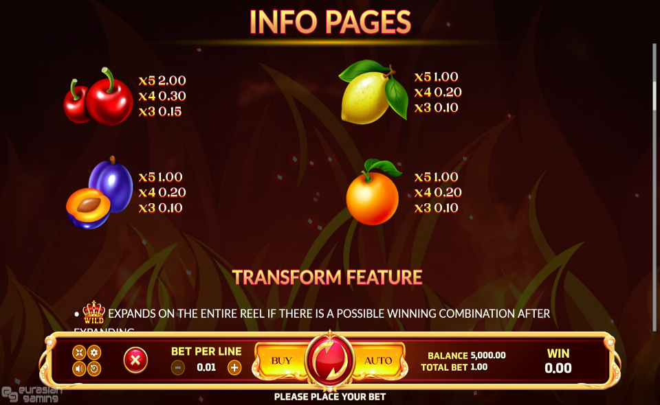 super fortune crown paytable 2