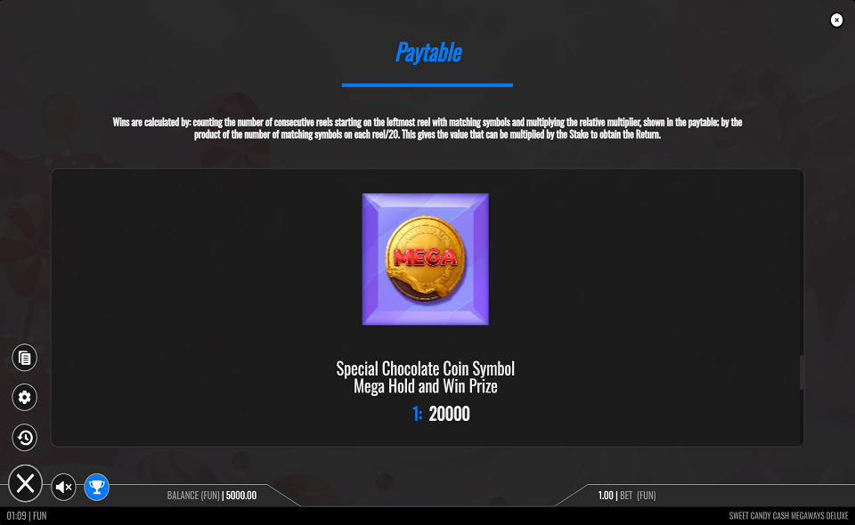 sweet candy cash megaways deluxe paytable 6