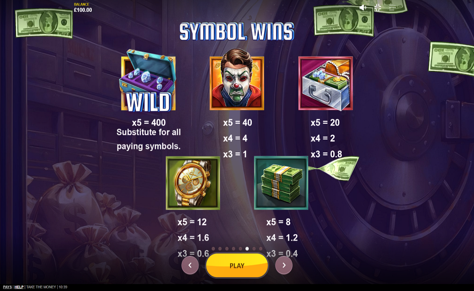 take the money paytable 1