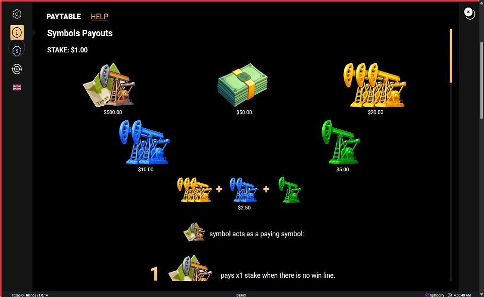 texas oil riches paytable