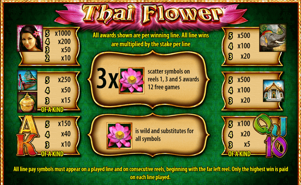 thai flower paytable