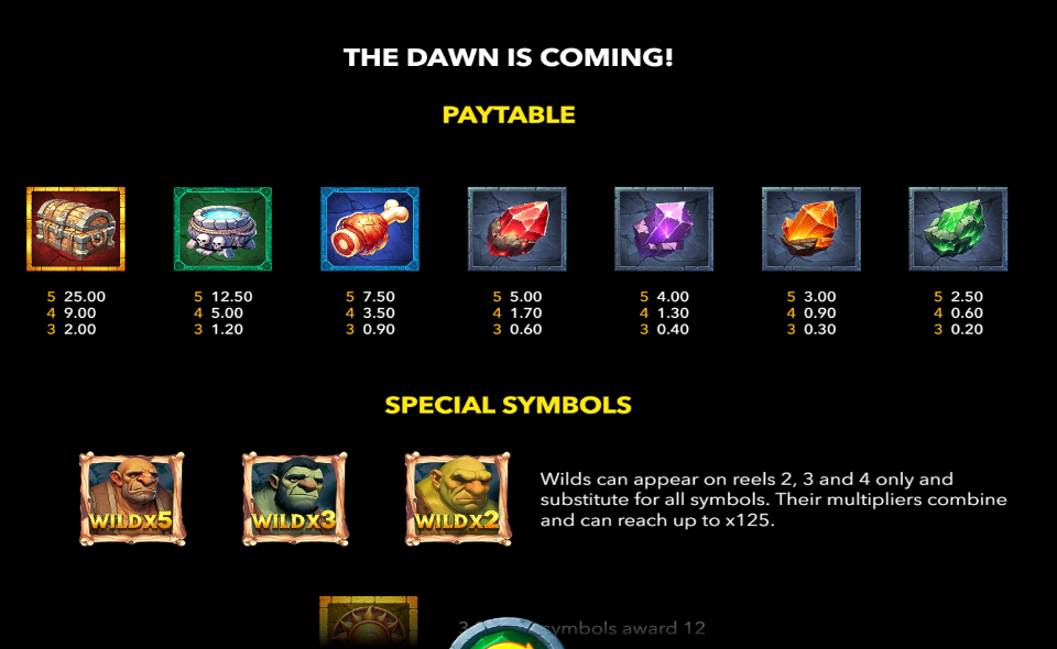 the dawn is coming paytable