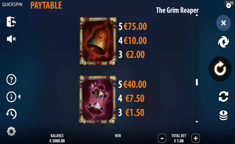 the grim reaper paytable 2