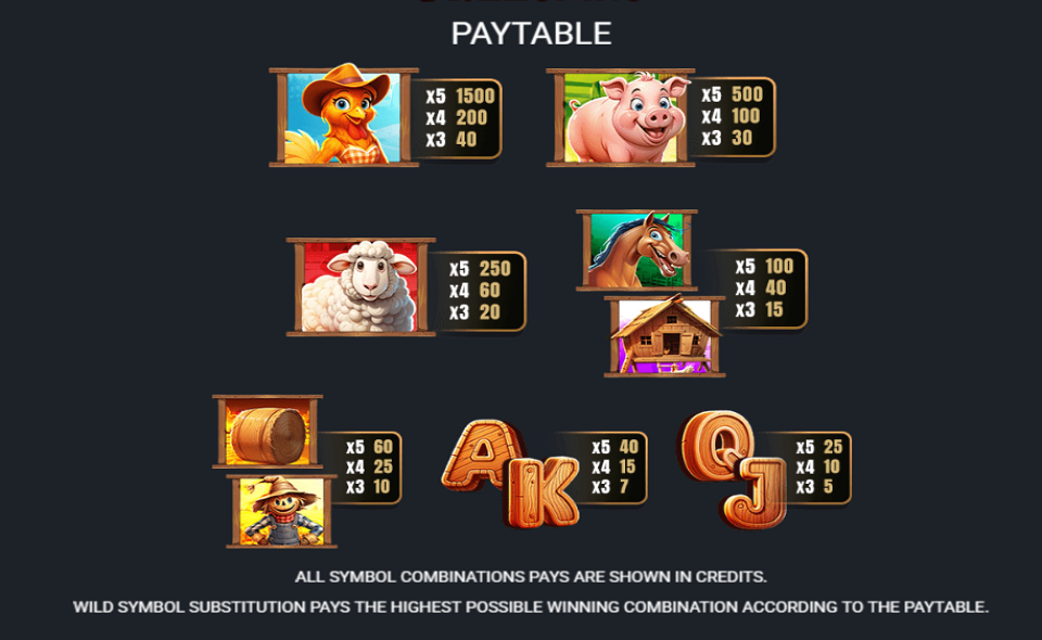 the rooster and the fox paytable 1