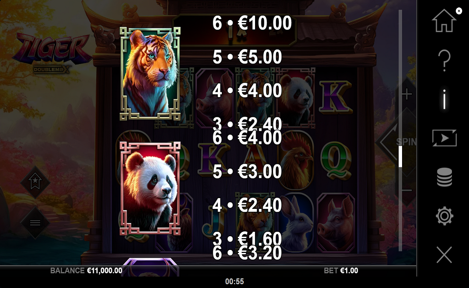tiger doublemax paytable 1