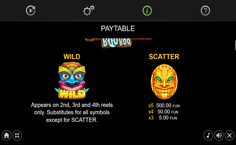 tiki tiki boo boo paytable 1