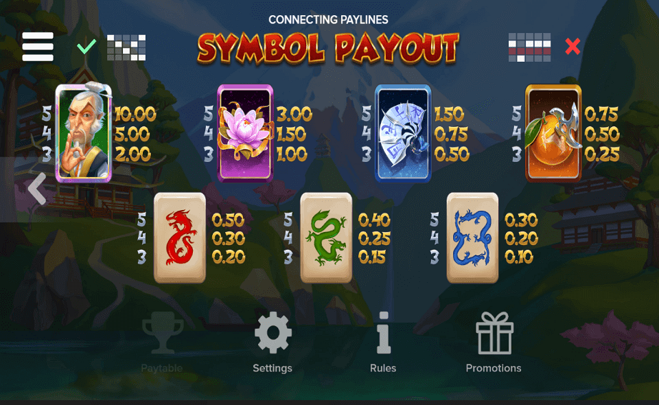 toro shogun paytable