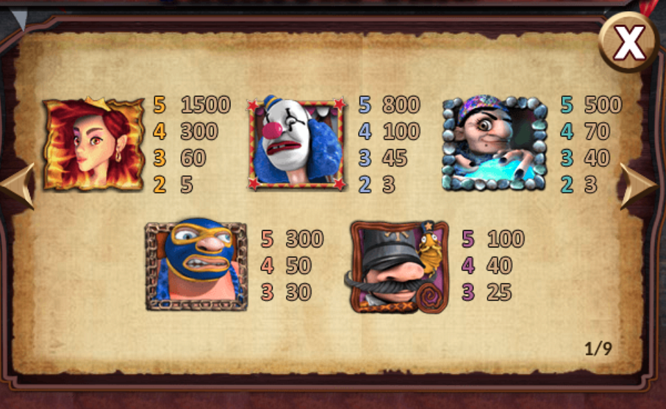 treasure fair paytable 1