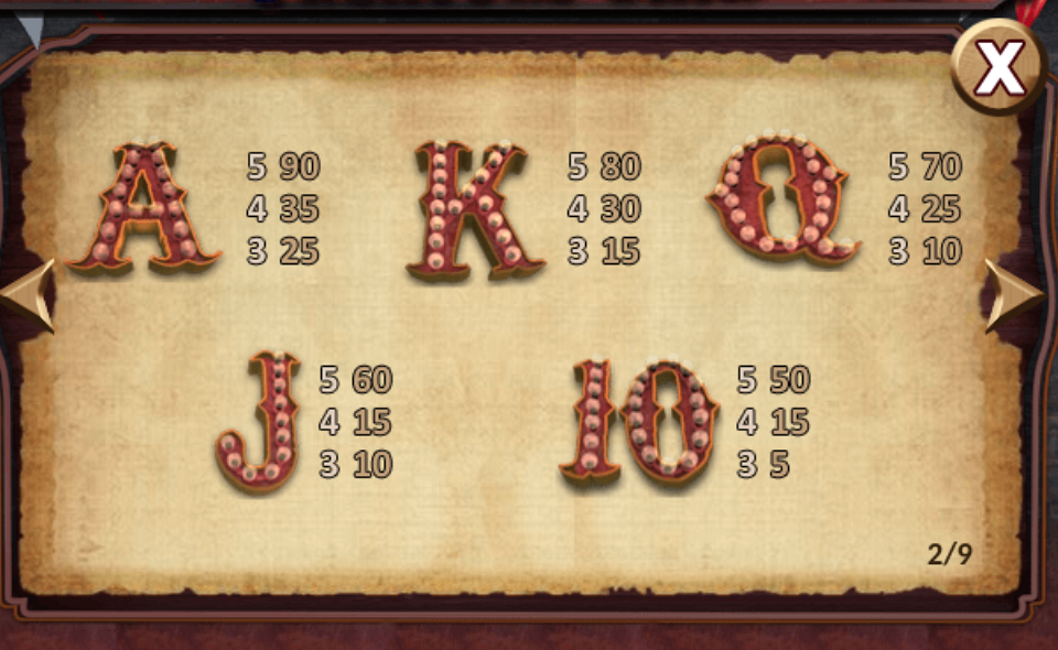 treasure fair paytable 2