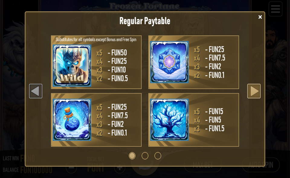 urgent games frozen fortune paytable 1