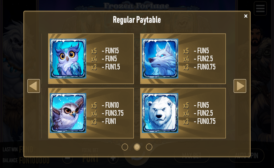 urgent games frozen fortune paytable 2