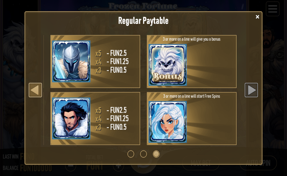 urgent games frozen fortune paytable 3