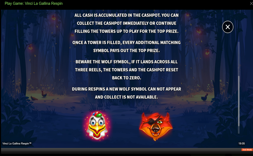 vinci la gallina respin paytable 3