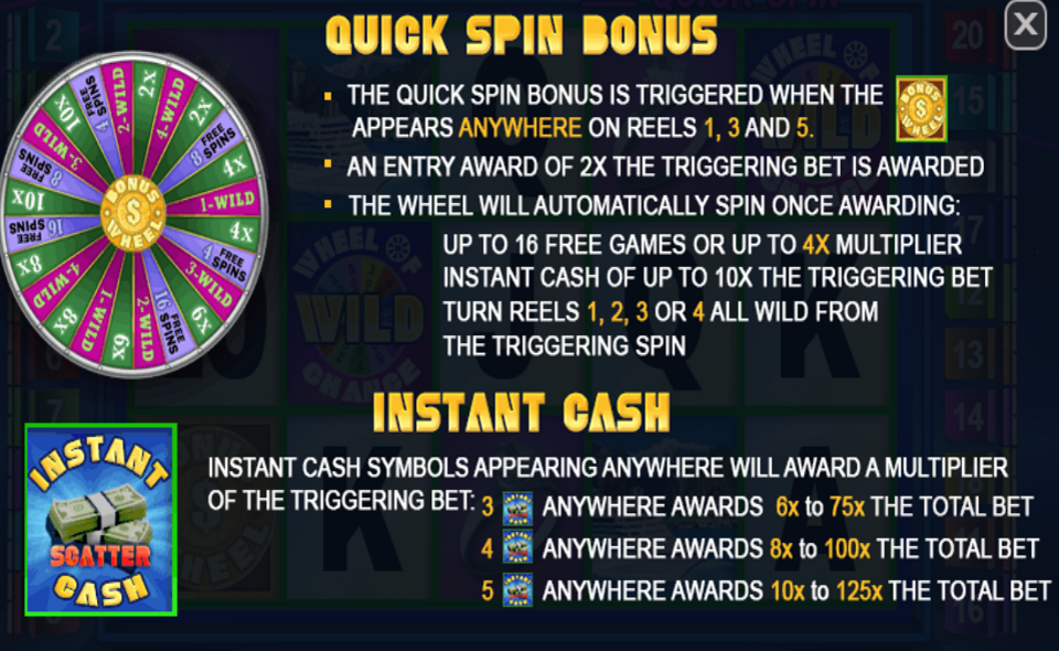 wheel of chance quick spin paytable 1