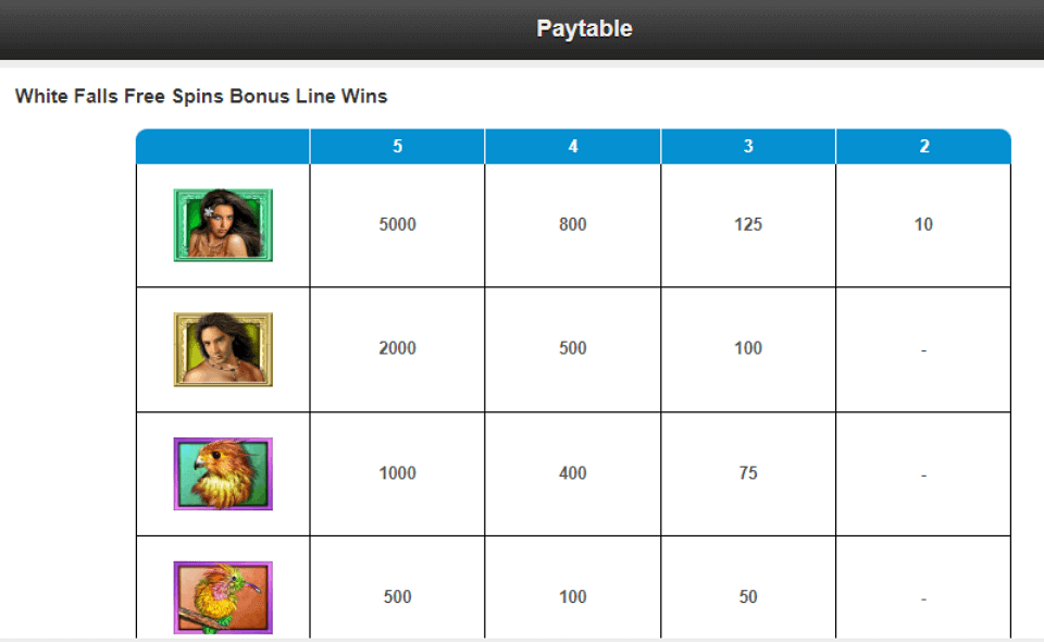 white orchid paytable6