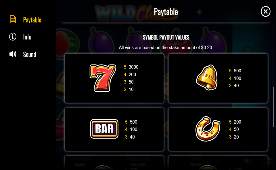 wild classic paytable 3