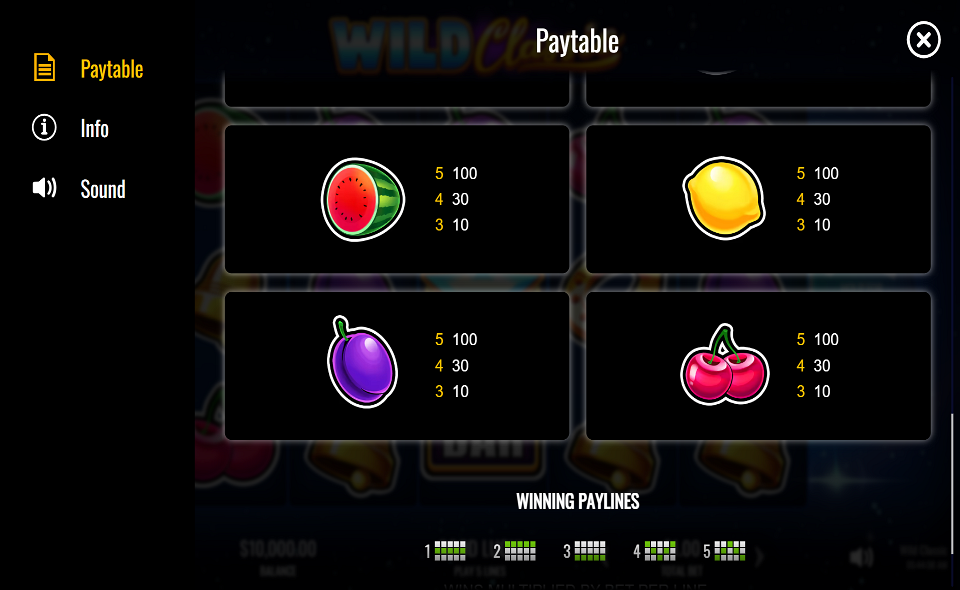 wild classic paytable 4