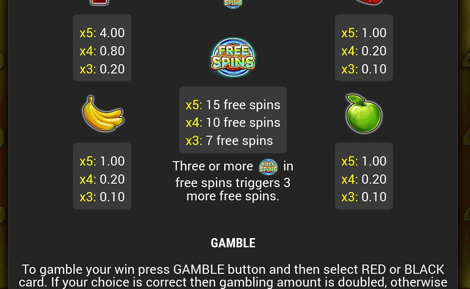 wild hot 40 free spins paytable 2