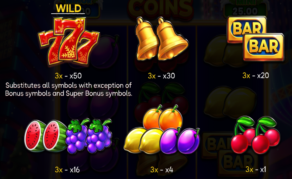 xmas coins running wins paytable