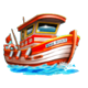 big game fishing bigger bites fishing boat symbol icon