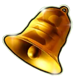 burning flower gold bell symbol icon