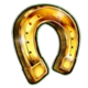 burning flower gold horseshoe symbol icon