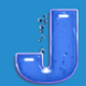 great blue j letter symbol icon