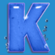 great blue k letter symbol icon