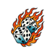 hot rod hog flaming dice symbol icon