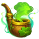 leprechauns loot shamrock pipe symbol icon