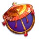lucky sakura cat red parasol symbol icon