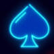 neon lights quad blue spade symbol icon