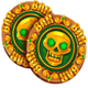 pearls of pirate treasure double coins symbol icon
