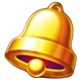 santas festive express hold and win gold bell symbol icon
