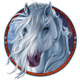 spirit of mustang west express white horse symbol icon