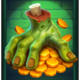 zany zombie zlots hold and win zombie hand coins symbol icon