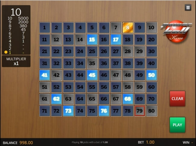 Keno Gameplay Win